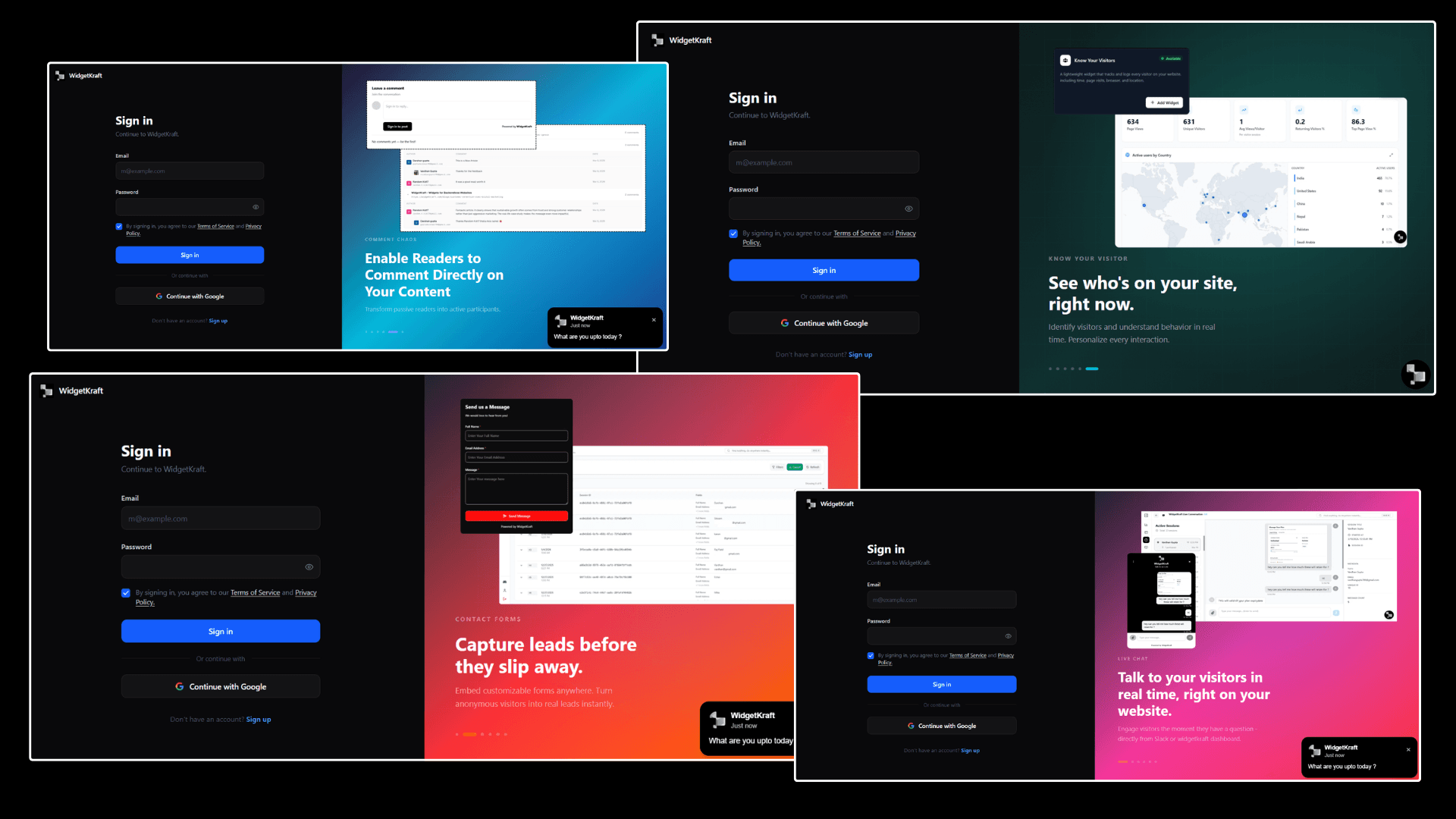 Improved Widgetkraft signup page with clearer messaging and UI previews
