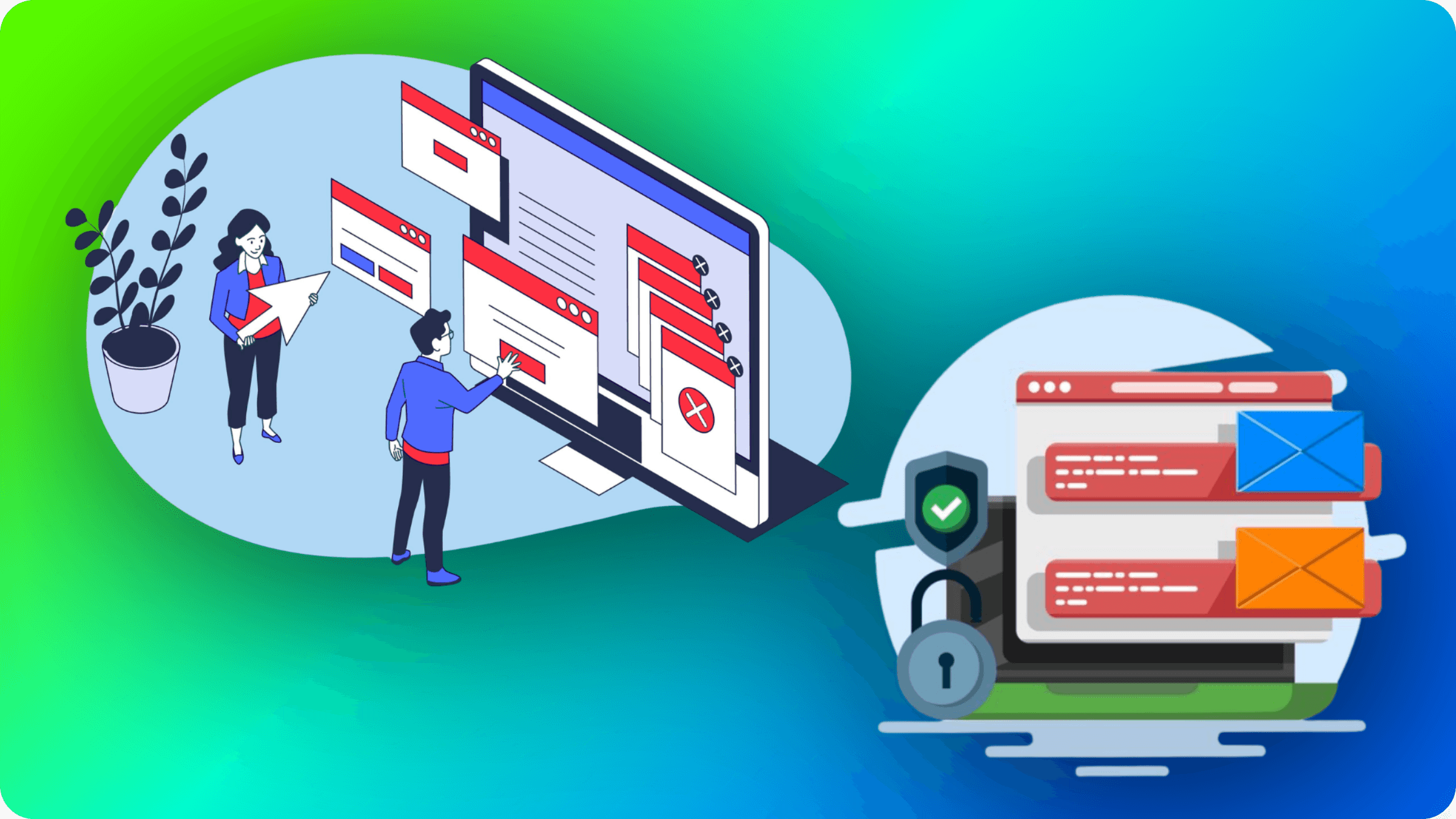 Depiction of the WordPress dashboard with various settings and plugins, illustrating the complexity of setting up user accounts and comments for a simple photo gallery.